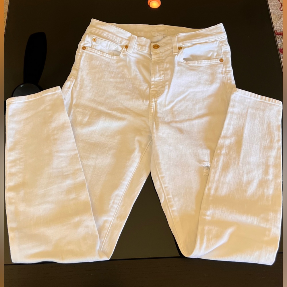 7 For All Mankind White High Rise Jeans - size 28